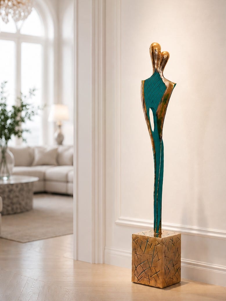 Skabt for hinanden høj skulptur i bronze (eksklusiv kærlighedsskulptur)