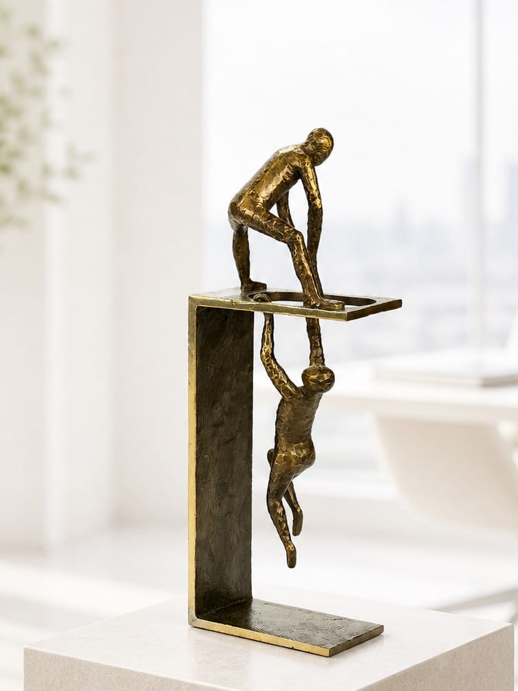 Nye højder gennem samarbejde skulptur i bronze (styrke og fællesskab)
